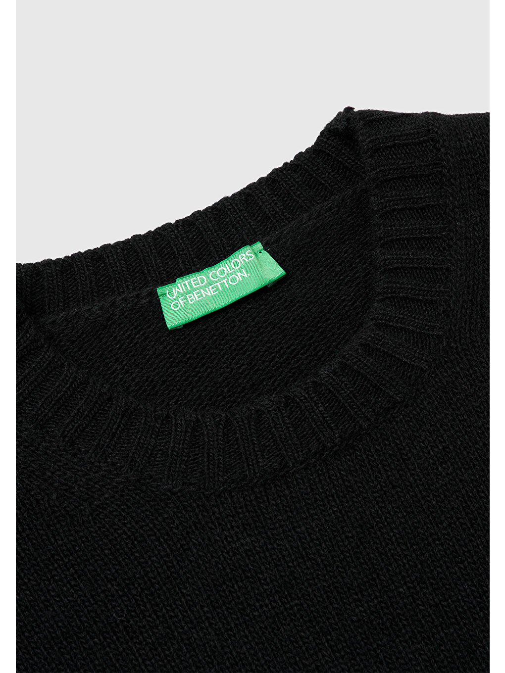 Erkek Siyah Yün Karışımlı Önü Logo İşlemeli Bisiklet Yaka Kazak-6