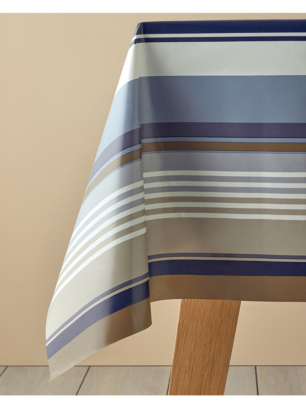 Striped Pvc Masa Örtüsü 140x200 cm Lacivert-1