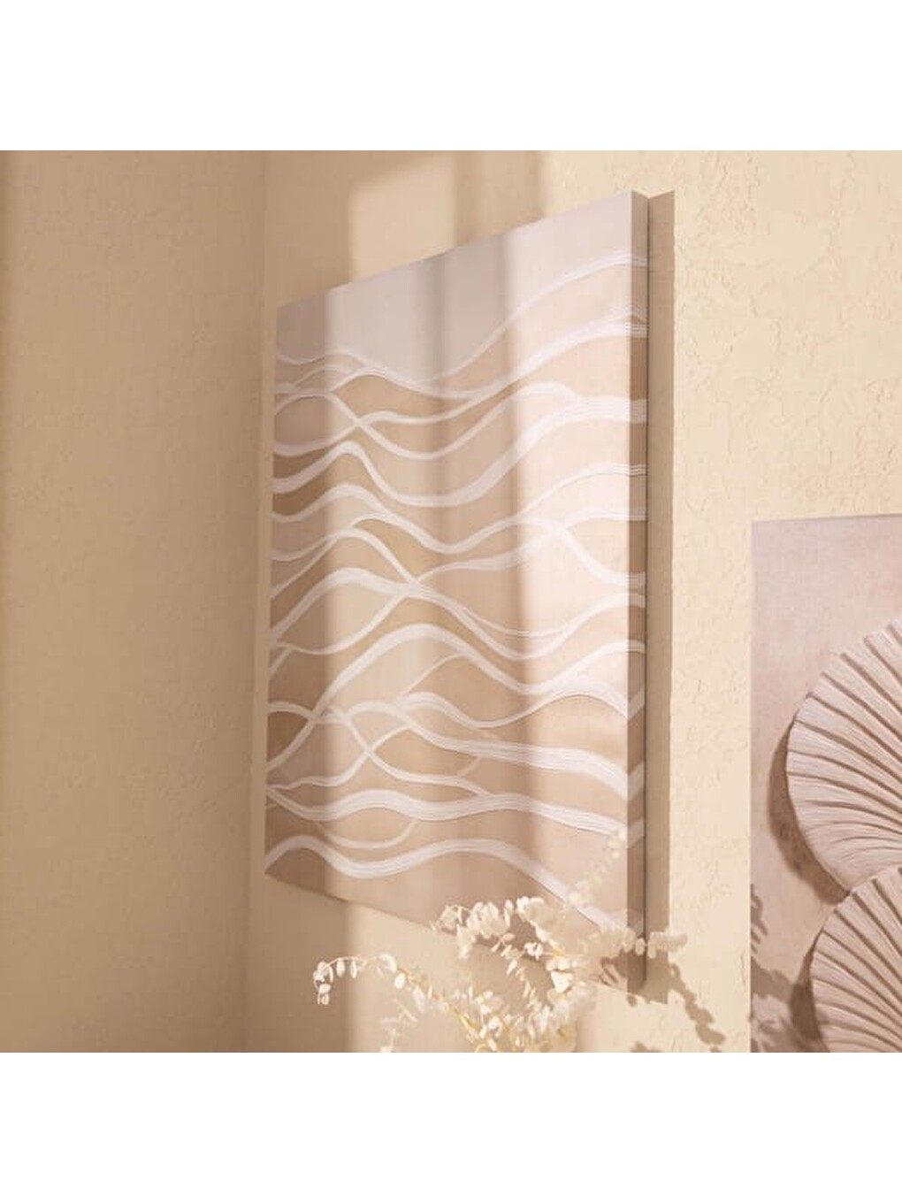 Deco Kum Dalgası Kanvas Tablo - Bej - 75x100 cm-1