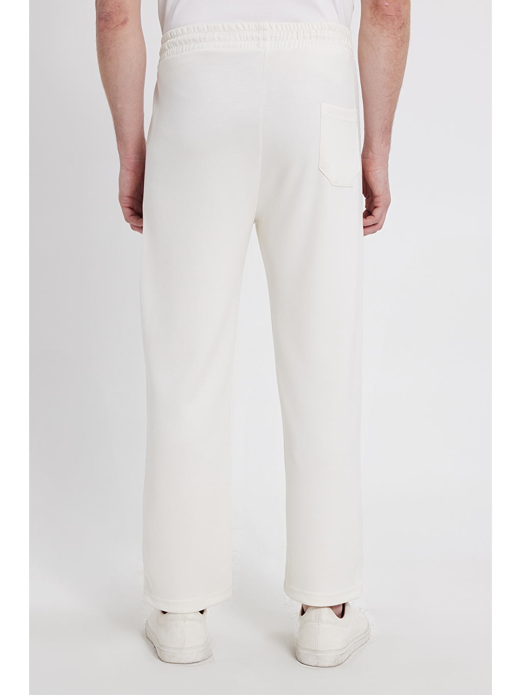 Erkek Ekru Baggy Fit Rahat Kesim Modal Kumaş Soft Doku Beli Bağcıklı Yan Cepli Eşofman Altı-5