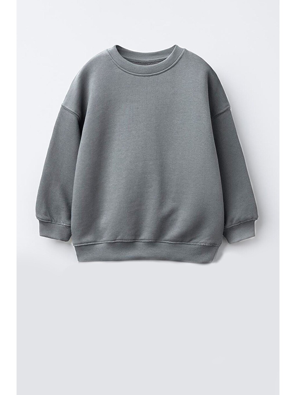 Antrasit Unisex Çocuk Pamuklu Bisiklet Yaka Sırt Baskılı T-shirt-2