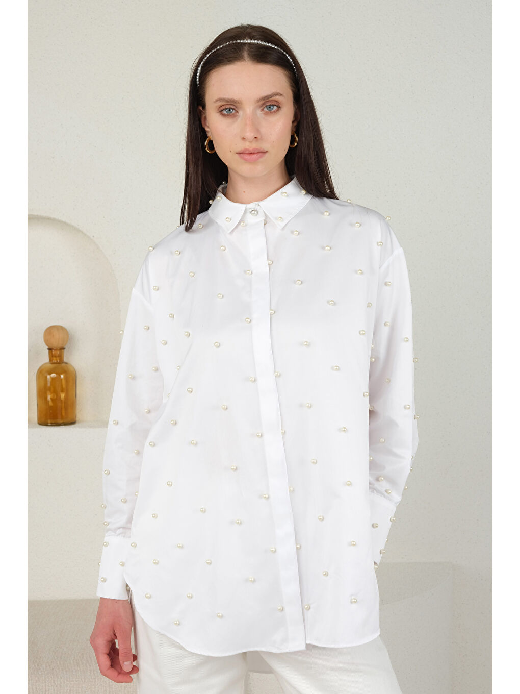 İncili Gömlek Beyaz-2