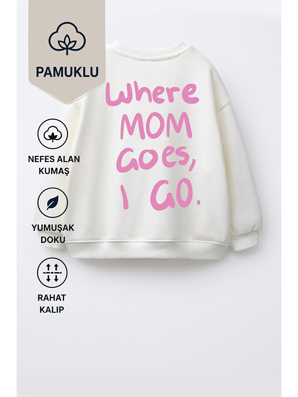 Ekru Unisex Çocuk Pamuklu Bisiklet Yaka Sırt Baskılı T-shirt-1