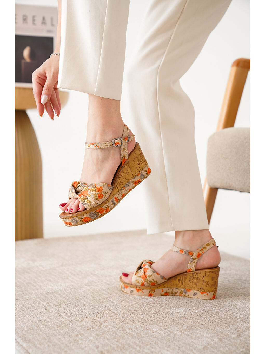 Turuncu D02019 Günlük Kadın Klasik Dolgu Topuklu Ayakkabı-3