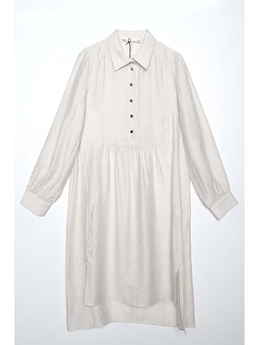 Bej Taş-Yarım Patlı Robalı Yırtmaçlı Tunik-1