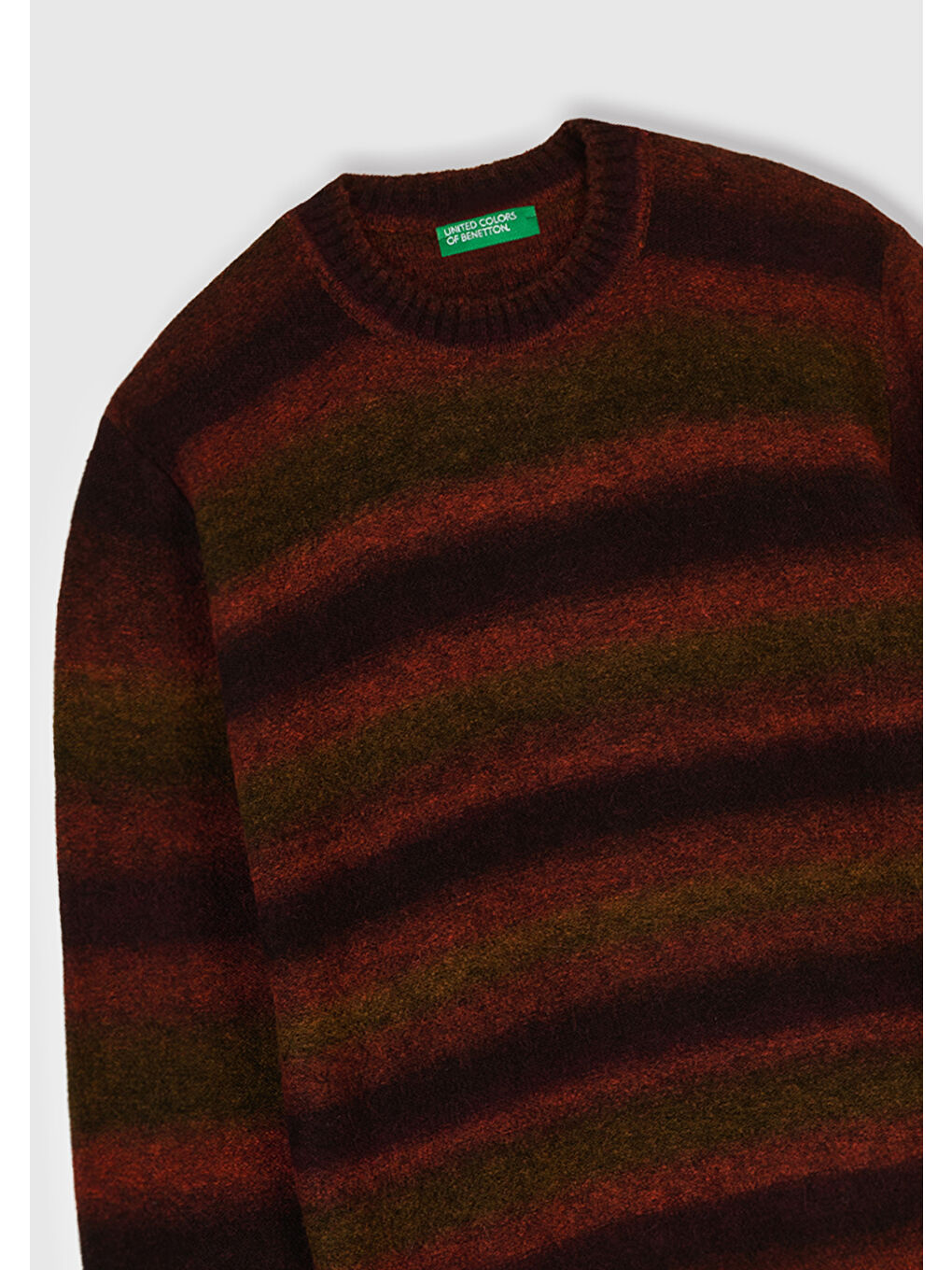 Erkek Kırmızı Desenli Yün ve Alpaka Karışımlı Desenli Bisiklet Yaka Kazak-1