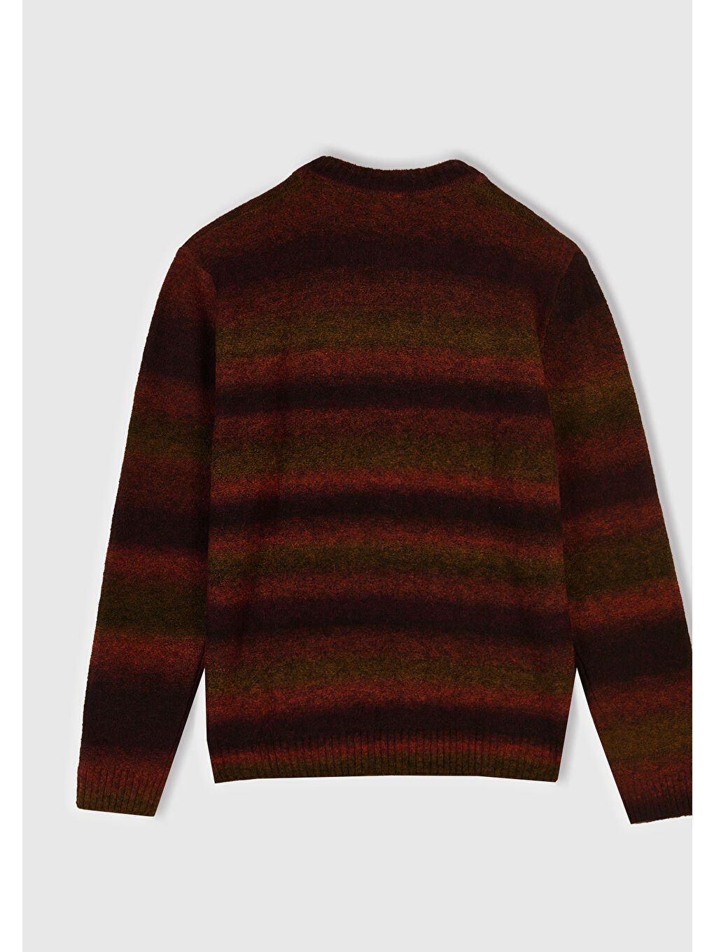 Erkek Kırmızı Desenli Yün ve Alpaka Karışımlı Desenli Bisiklet Yaka Kazak-2