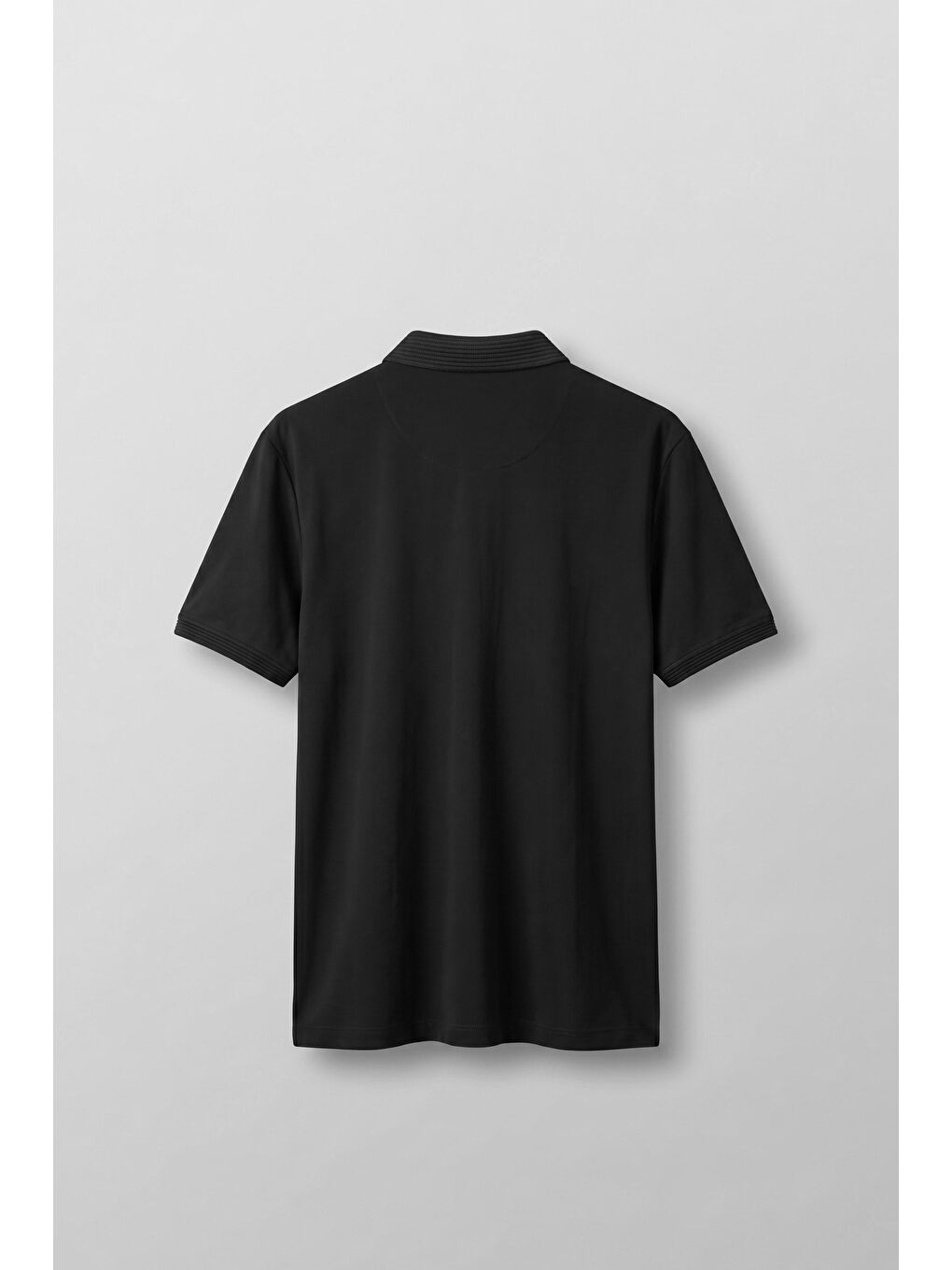 Erkek Slim Fit Düğmeli Triko Yaka Polo T-Shirt Siyah-1