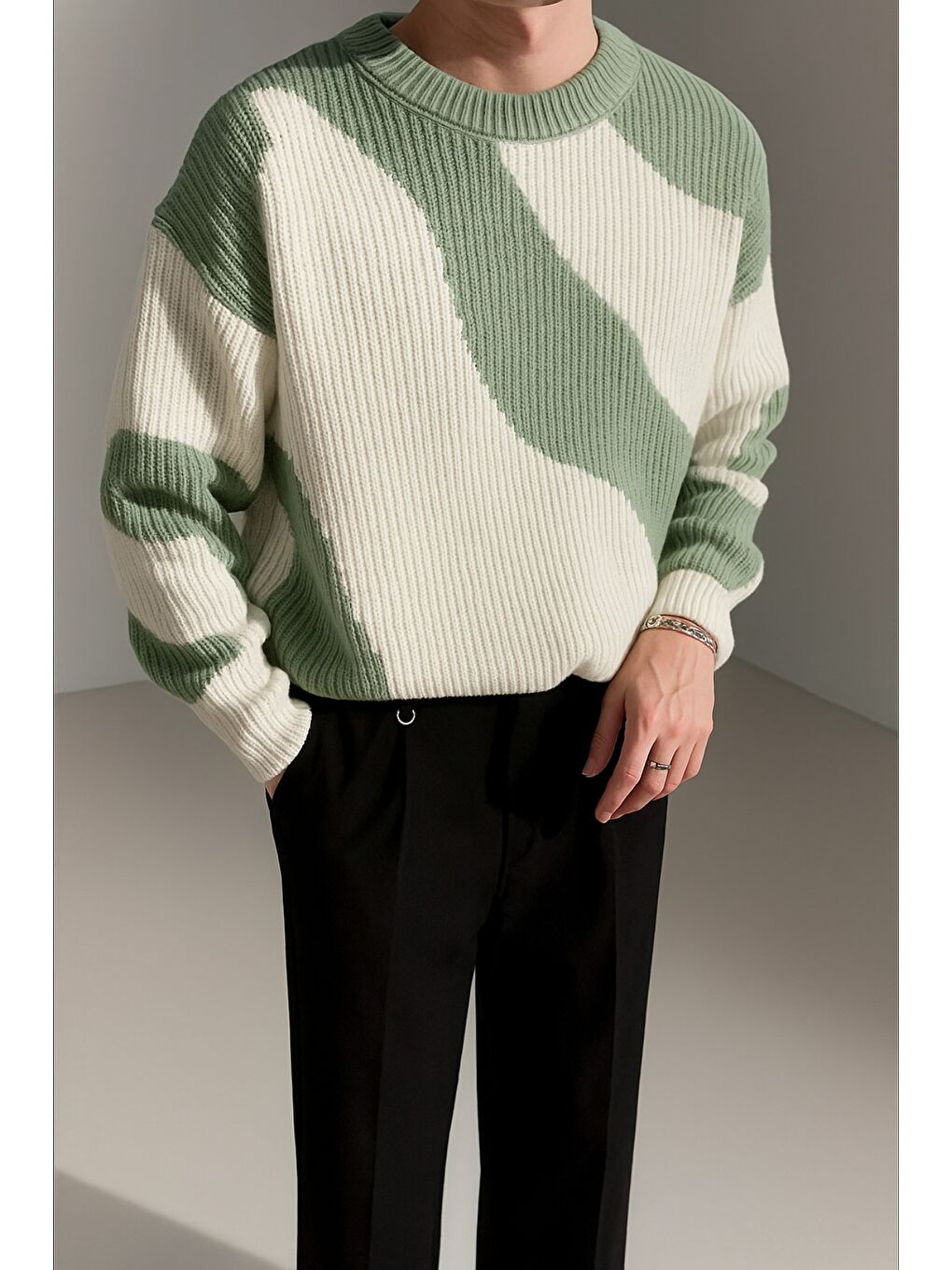 Yeşil Erkek Regular Fit Triko Kazak