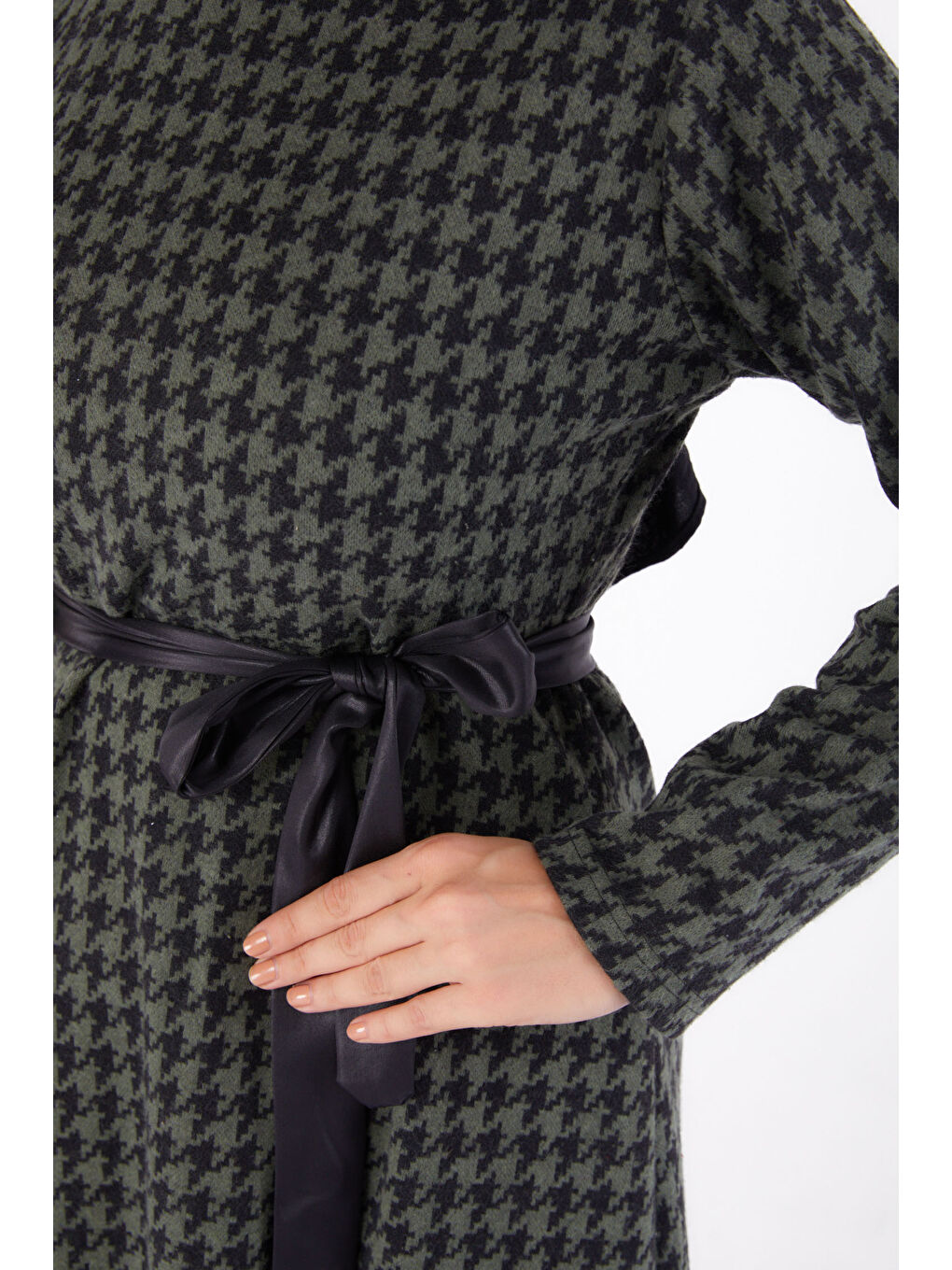 Kuşaklı Elbise Haki - 13322-5