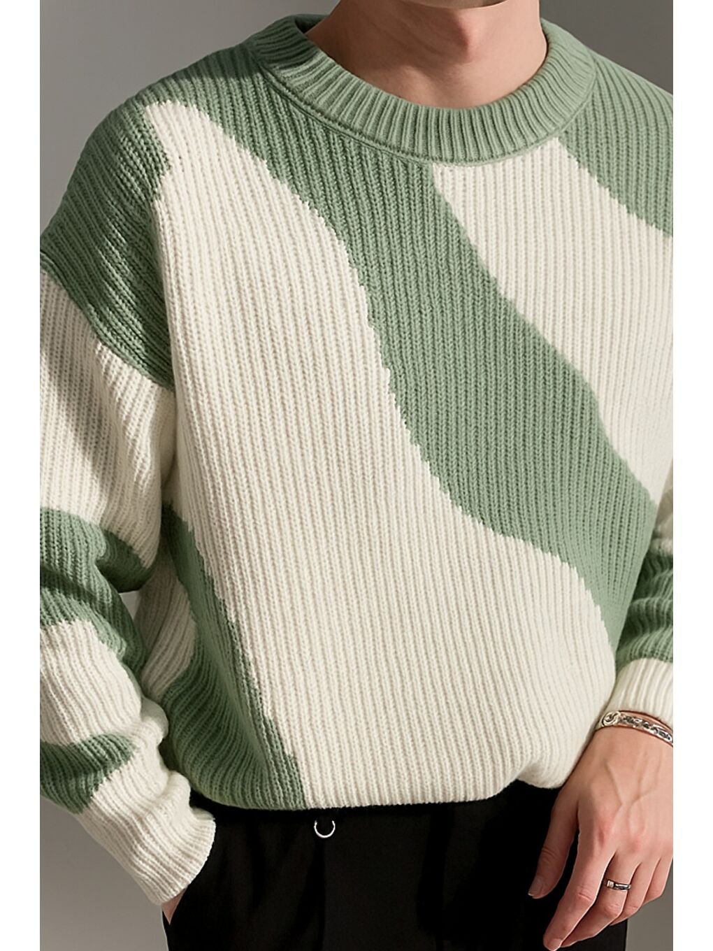 Yeşil Erkek Regular Fit Triko Kazak-1