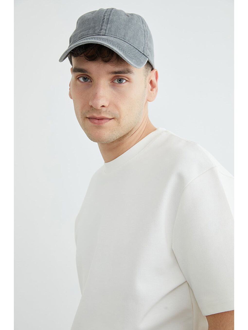 Ekru Basic Bisiklet Yaka İnterlok Tişört-1