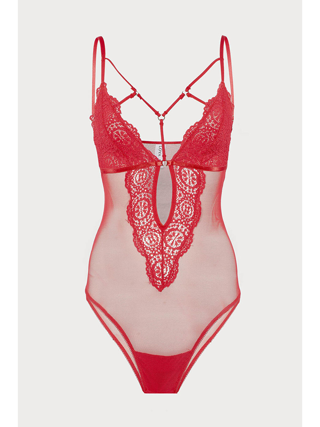 Kırmızı Alanis Dantelli Tül Body