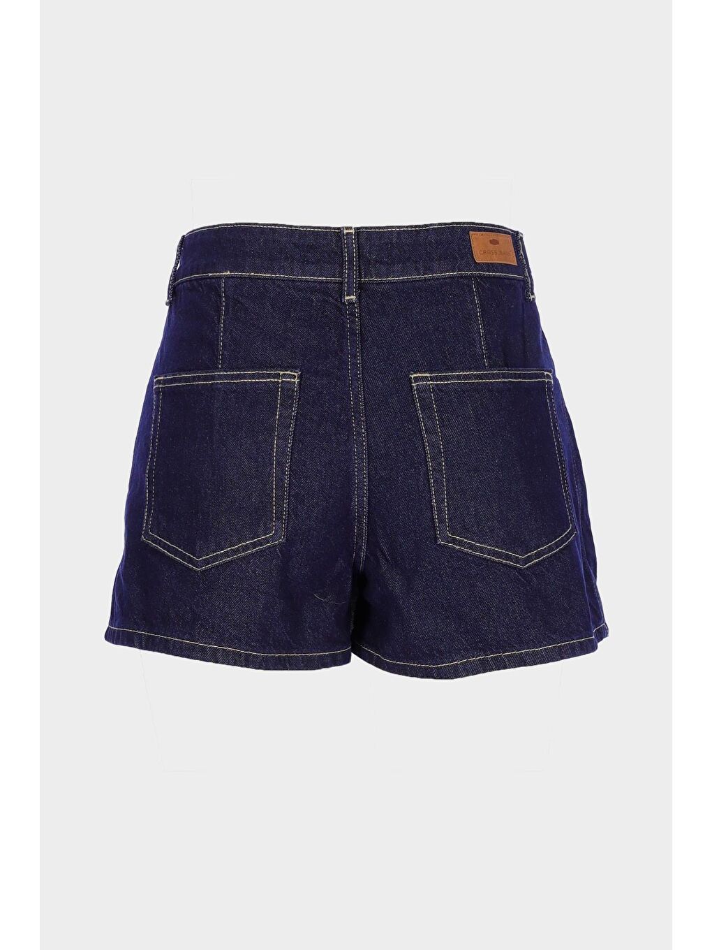Koyu Mavi Yüksek Bel Jean Şort Etek C 4892-005-1
