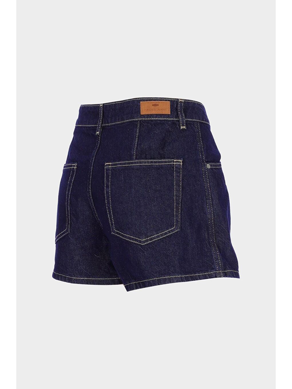 Koyu Mavi Yüksek Bel Jean Şort Etek C 4892-005-2