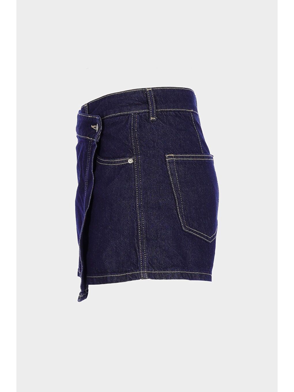 Koyu Mavi Yüksek Bel Jean Şort Etek C 4892-005-3