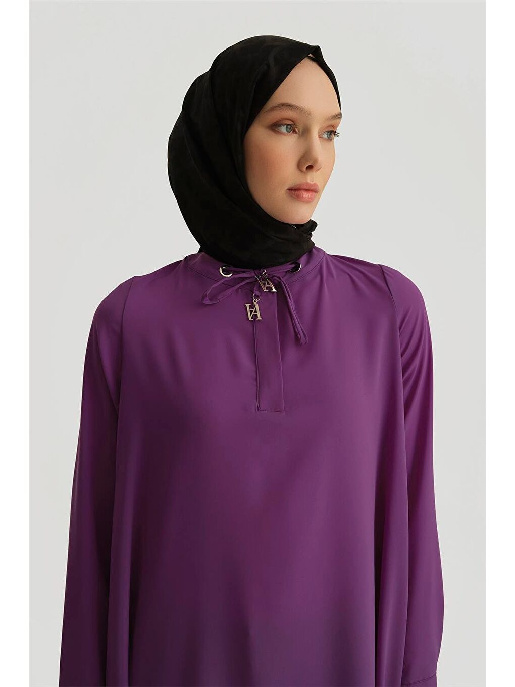 Bağcık Detaylı Tunik 25Yh4202 Mor-2