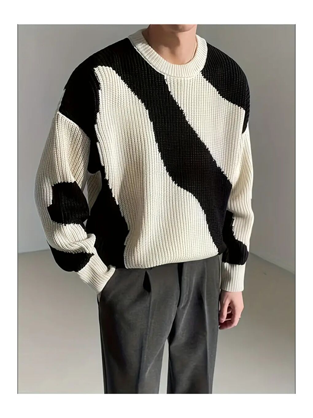 Siyah Erkek Regular Fit Triko Kazak-1