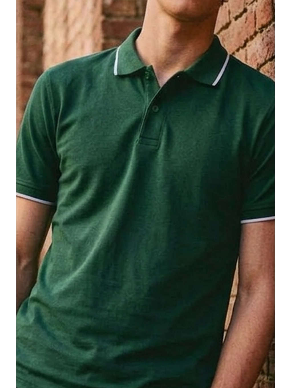Erkek Düğmeli Fashion Haki  Polo Yaka Tişört-5