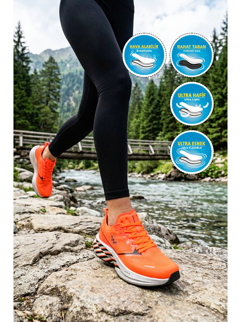 Turuncu Hafif Esnek Unisex Koşu Yürüyüş Ve Spor Ayakkabı Space G-3