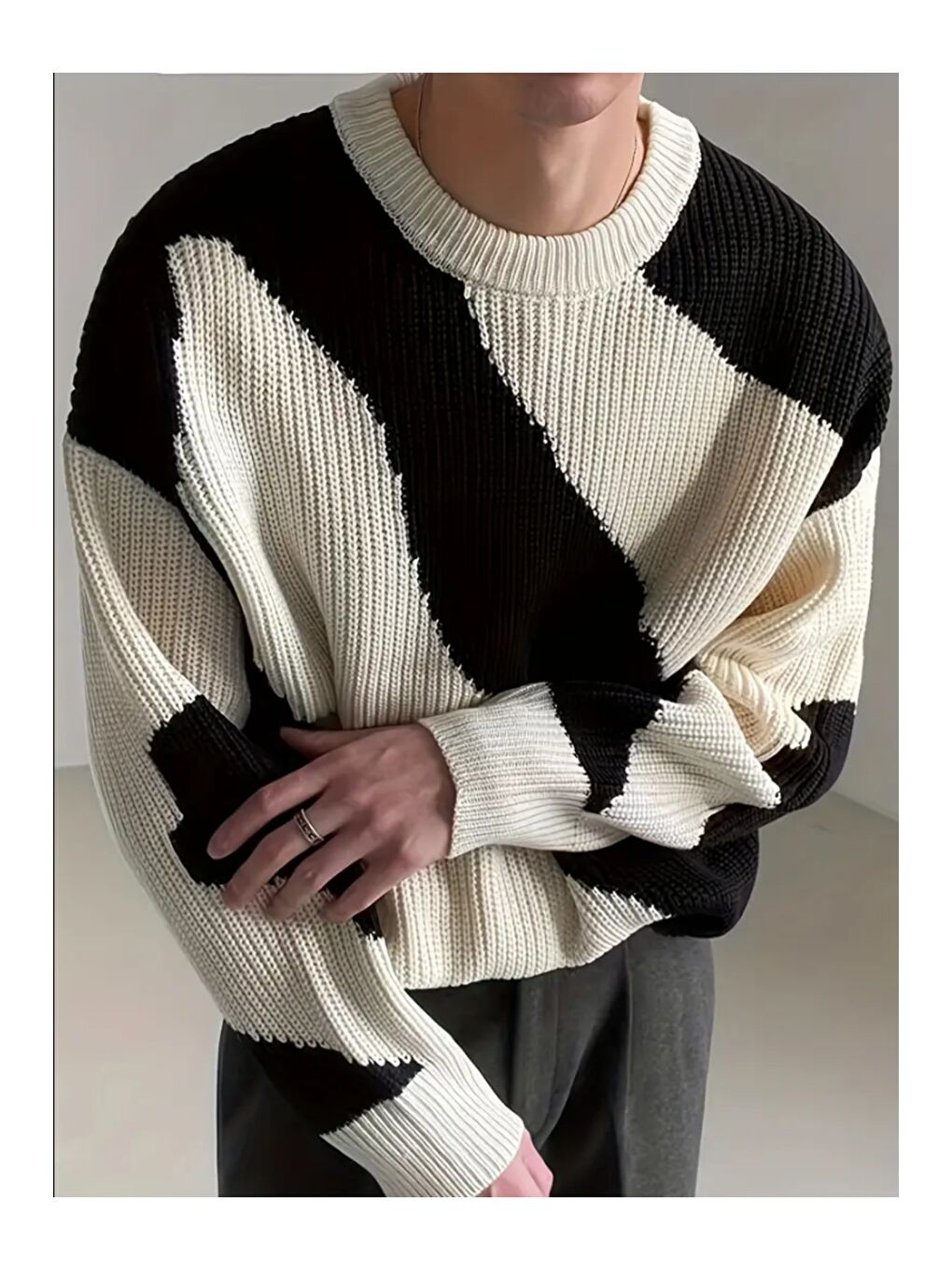 Siyah Erkek Regular Fit Triko Kazak-3