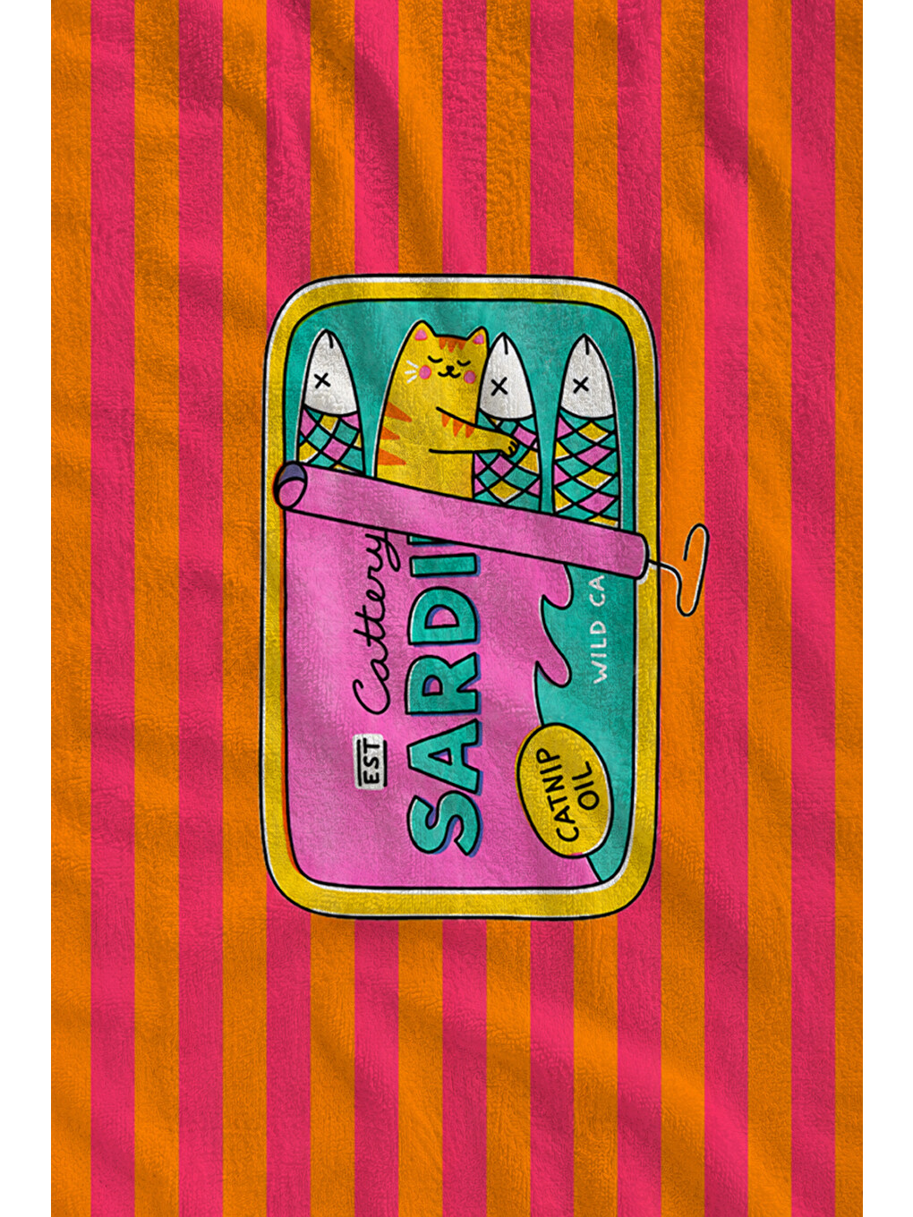 Pembe Turuncu Çizgili Retro Kutu Motifli 70x150 Cm Dijital Baskılı Plaj Ve Banyo Havlusu-1