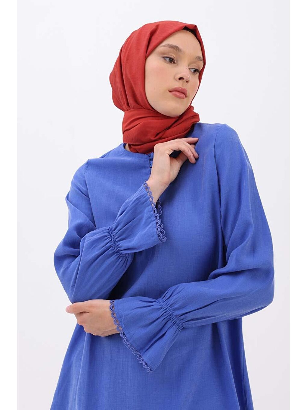 Mavi Saks Fisto Detaylı Düğmeli Tunik