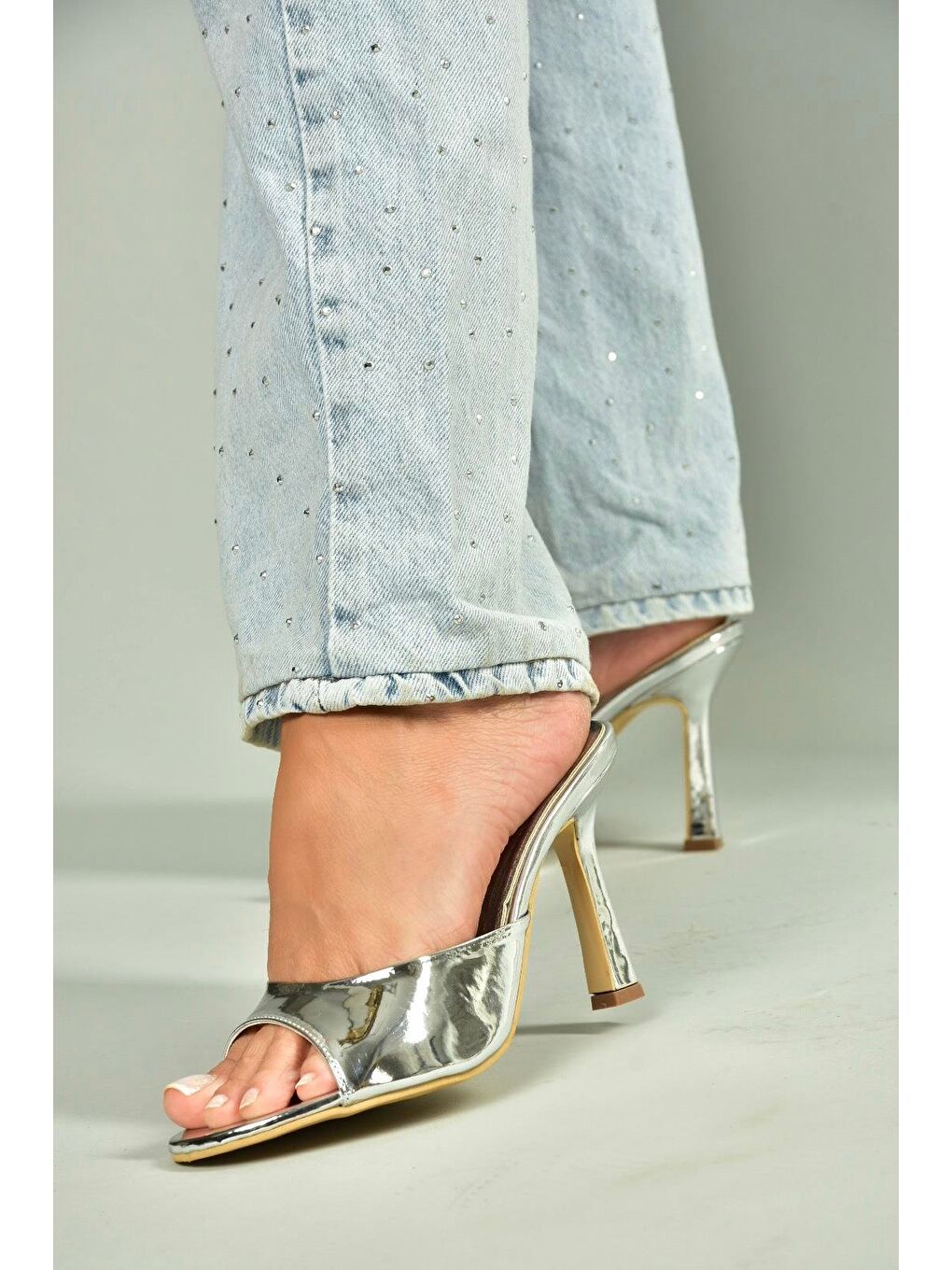 Gri Gümüş Kadın Topuklu Ayakkabı U997062834-4