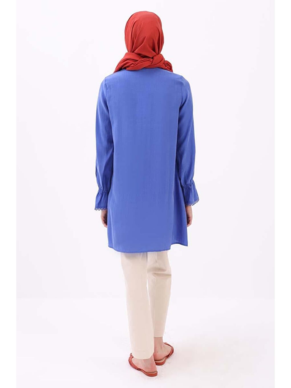Mavi Saks Fisto Detaylı Düğmeli Tunik-3