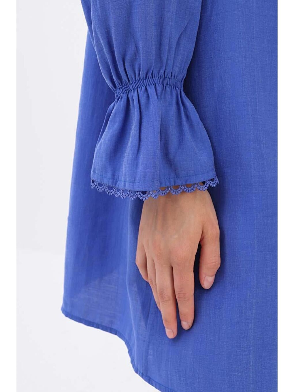 Mavi Saks Fisto Detaylı Düğmeli Tunik-4