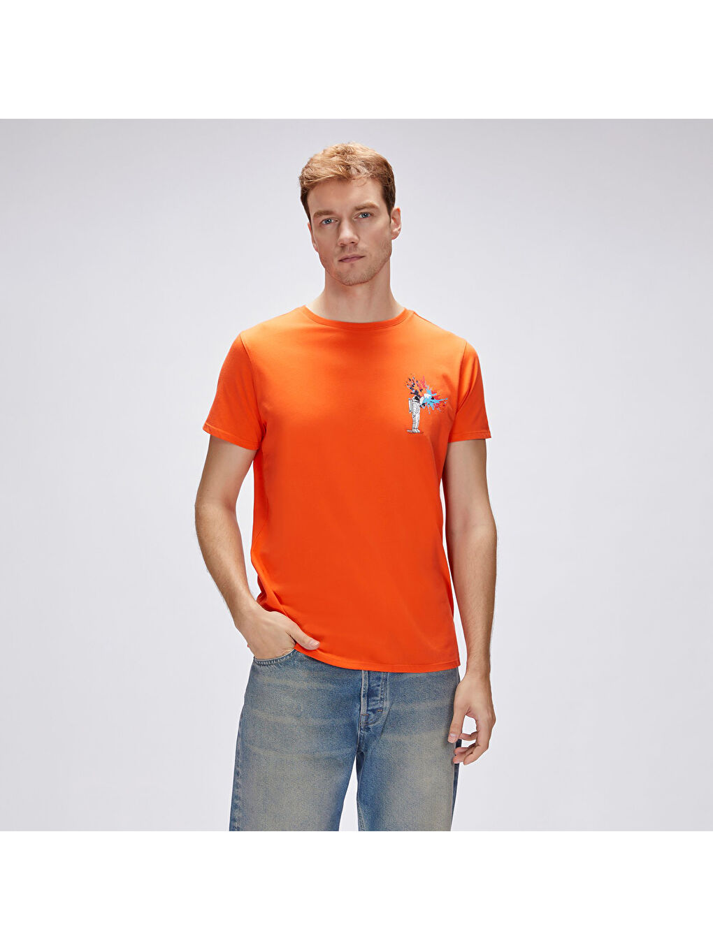 Endless Erkek Turuncu Yuvarlak Yaka Tişört-2