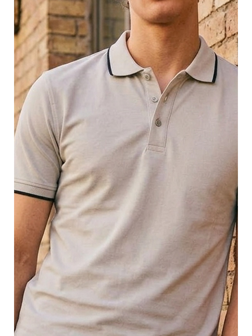Erkek Düğmeli Fashion Gri Polo Yaka Tişört-5