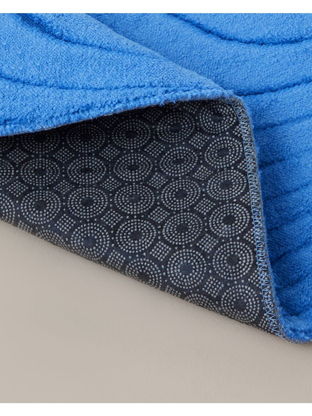 Curveline Kaydırmaz Taban Banyo Paspası Seti 60x100 cm + 50x60 cm Mavi-2