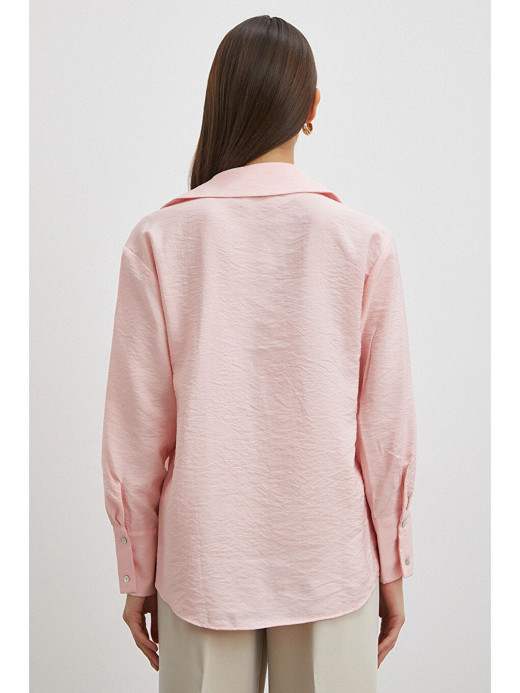 Viskon Pamuk Gömlek Pembe-5