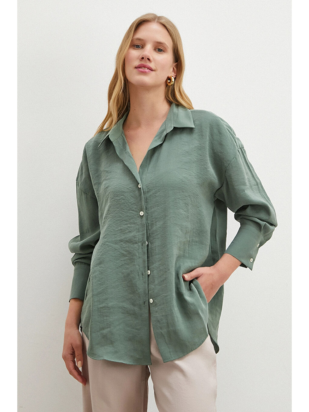 Basic Modal Gömlek Yeşil