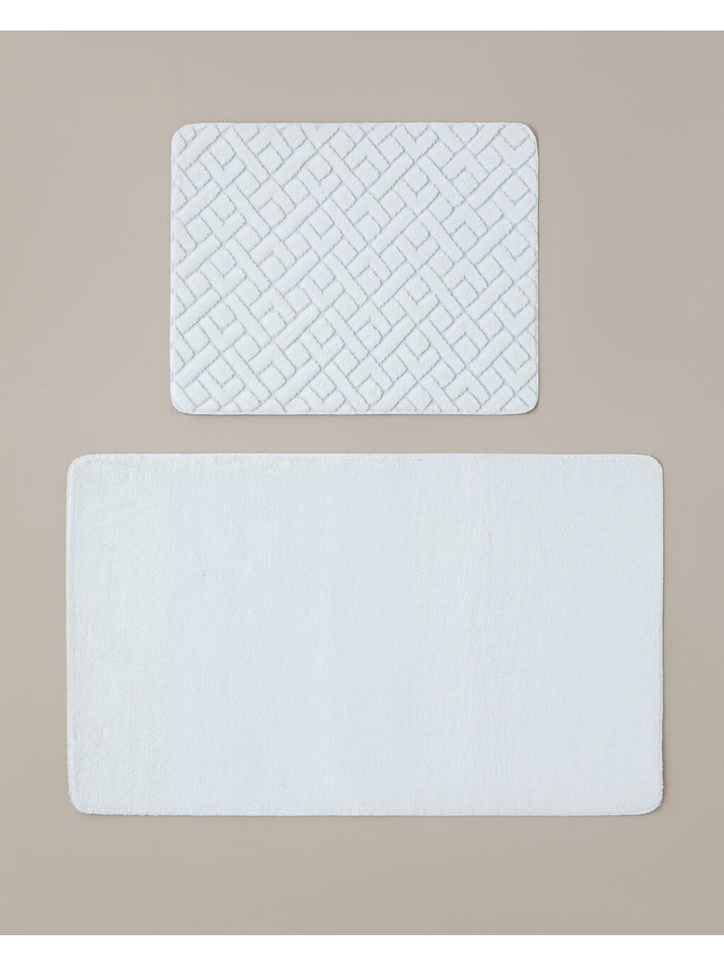 Gridline Kaydırmaz Taban Banyo Paspası Seti 60x100 cm + 50x60 cm Beyaz