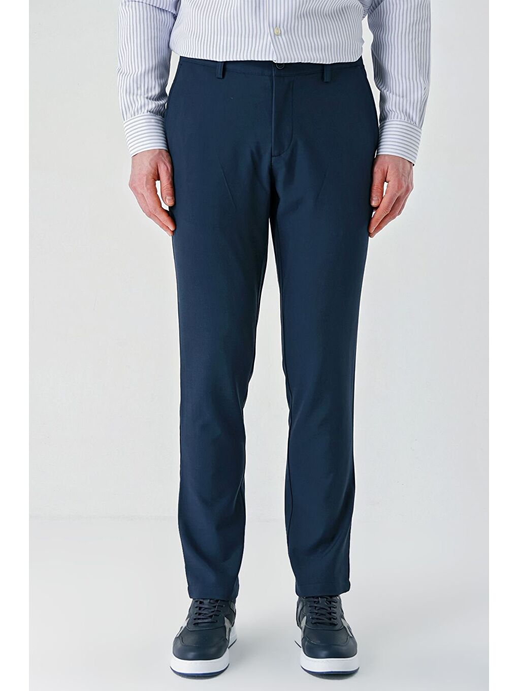 Koyu Lacivert Esnek Yandan Cepli Casual Comfort Fit Chino Pantolon 1003240158-2