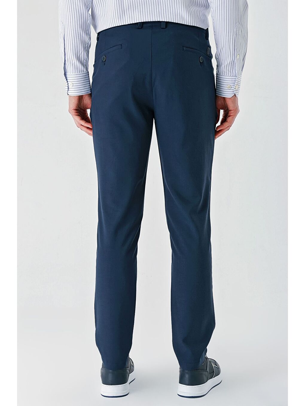 Koyu Lacivert Esnek Yandan Cepli Casual Comfort Fit Chino Pantolon 1003240158-3