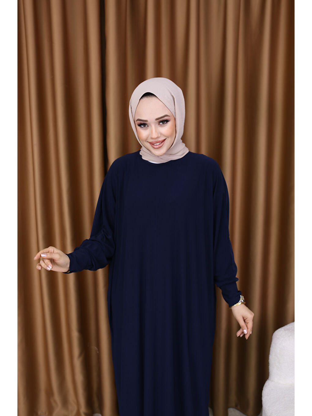 Kadın Trend Basic Uzun Kollu Lacivert Elbise-2