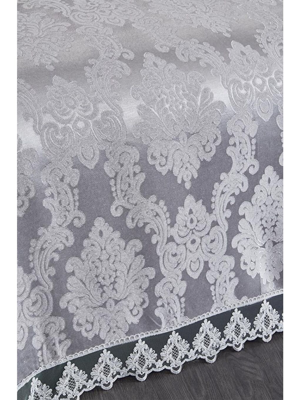 Jakarlı Şönil Yatak Örtüsü Gri-1