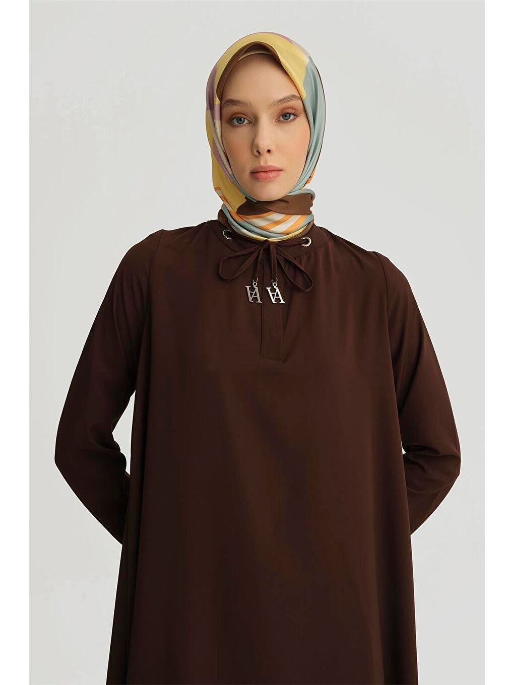 Bağcık Detaylı Tunik 25Yh4202 Kahverengi-2