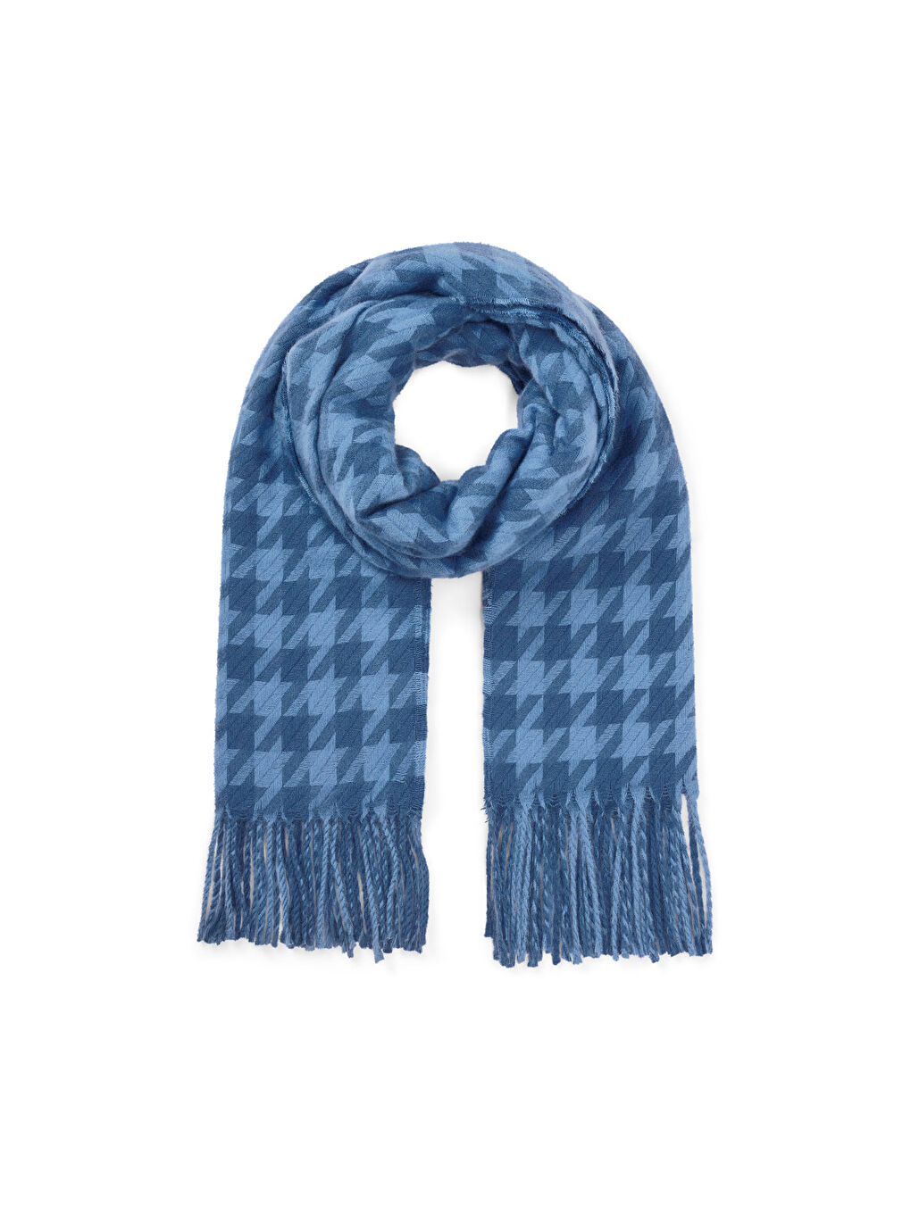 Mavi Kadın Dokuma Atkı, Püsküllü, Kazayağı-1