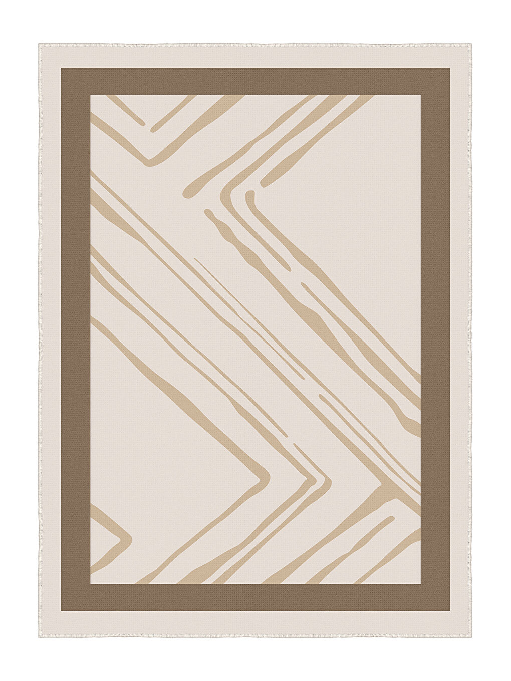 Bej Dekoratif Salon Halısı, Makinada Yıkanabilir, Kaymaz Taban, İnce & Modern Tasarım