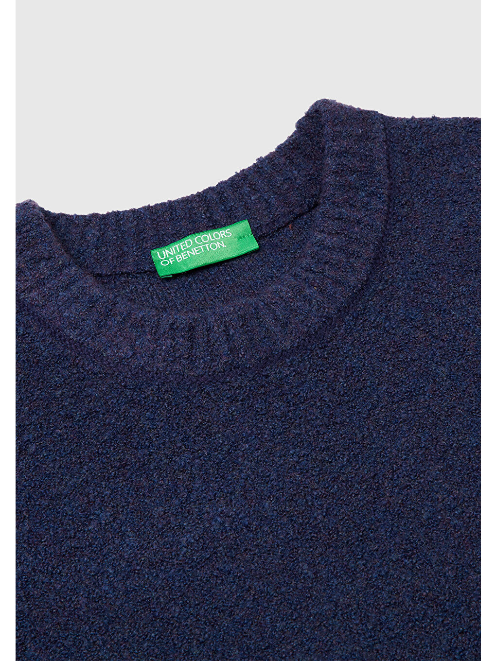 Lacivert Erkek Denim Mavi Pamuk ve Yün Karışımlı Ribana Detaylı Bisiklet Yaka Kazak-6