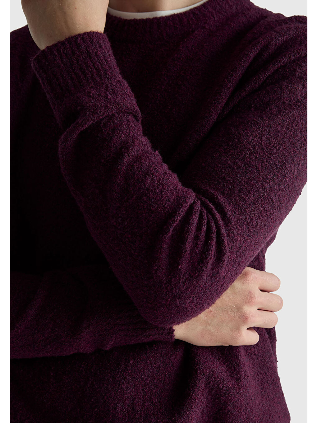 Erkek Koyu Kahverengi Pamuk ve Yün Karışımlı Ribana Detaylı Bisiklet Yaka Kazak-5