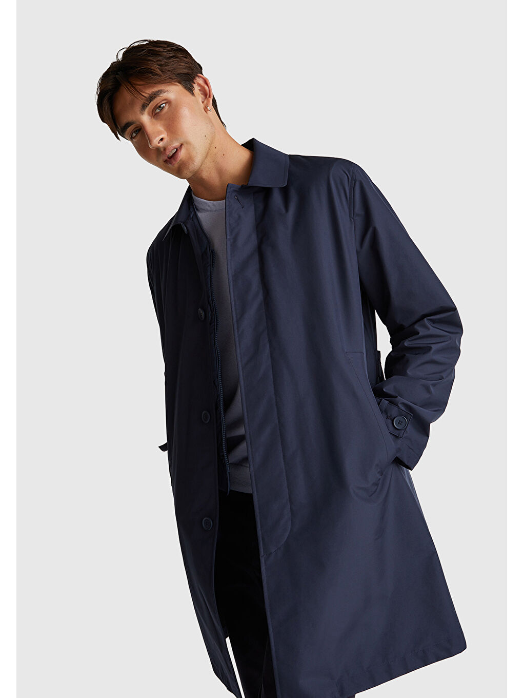 Erkek Bebek Mavisi %100 Merino Bisiklet Yaka Kazak-4