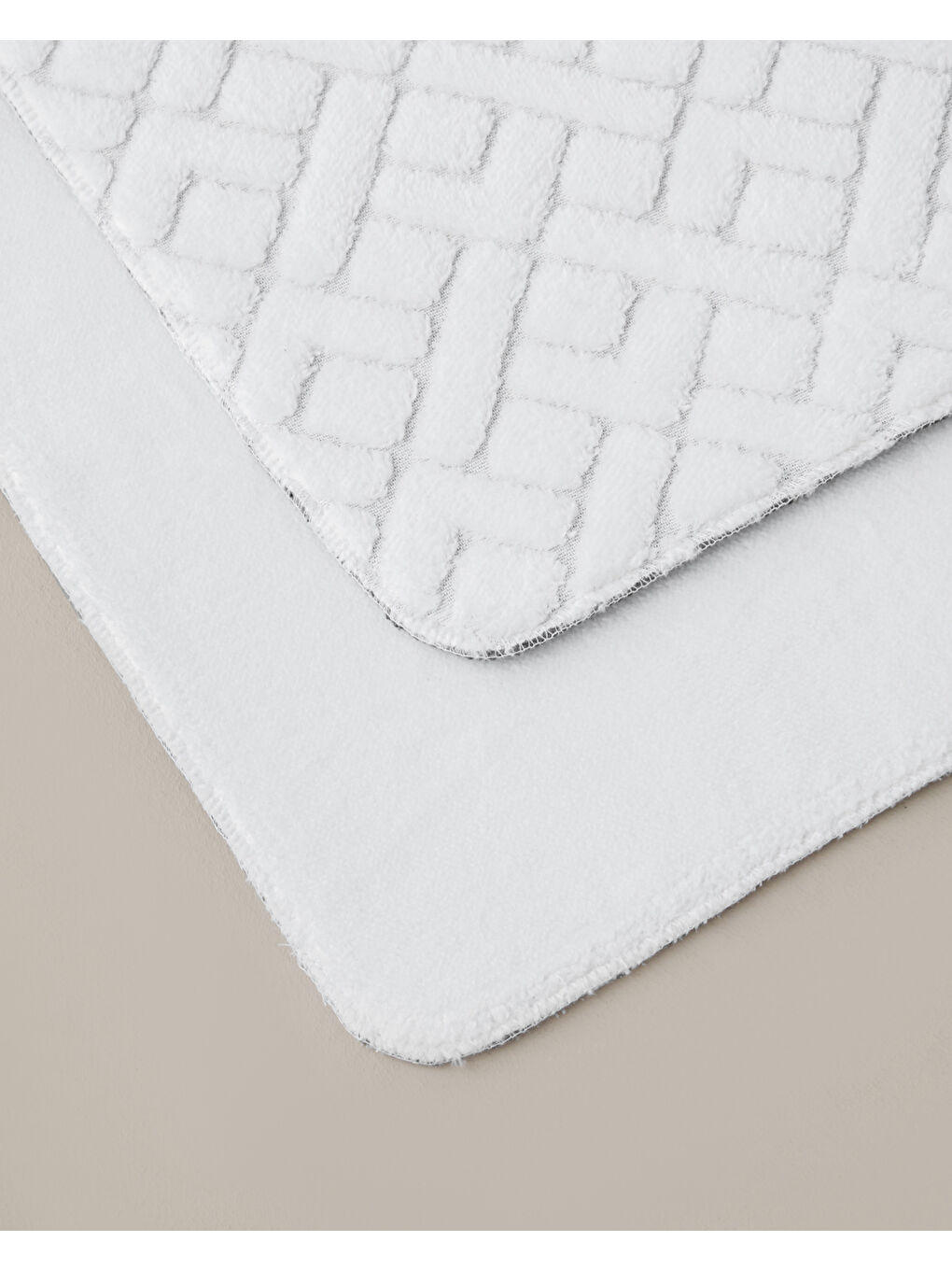 Gridline Kaydırmaz Taban Banyo Paspası Seti 60x100 cm + 50x60 cm Beyaz-1