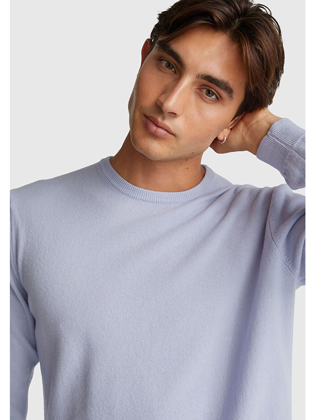 Erkek Bebek Mavisi %100 Merino Bisiklet Yaka Kazak-5