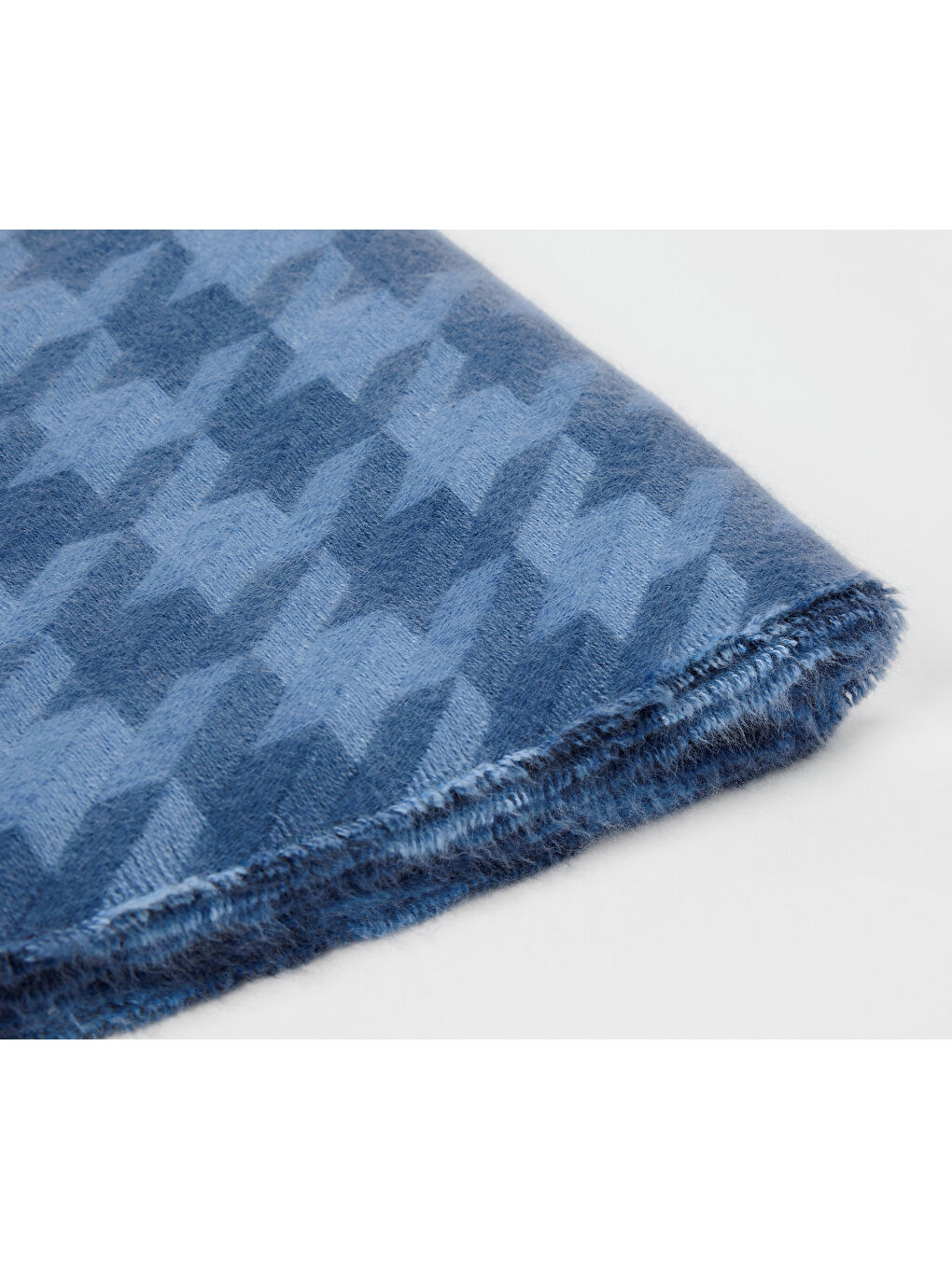 Mavi Kadın Dokuma Atkı, Püsküllü, Kazayağı-3