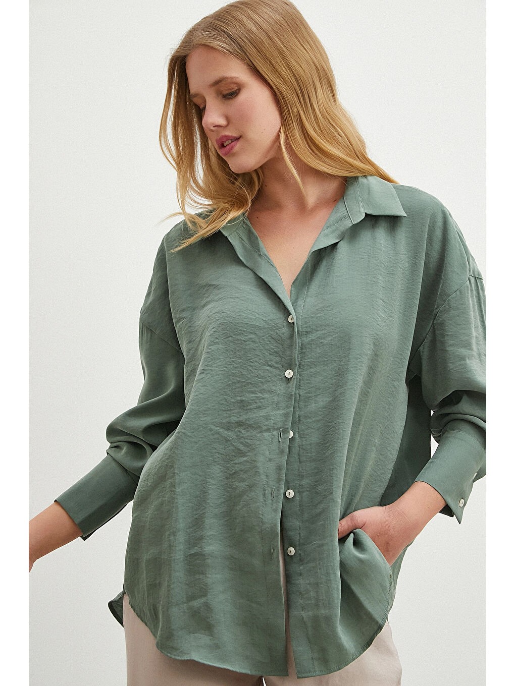 Basic Modal Gömlek Yeşil-2